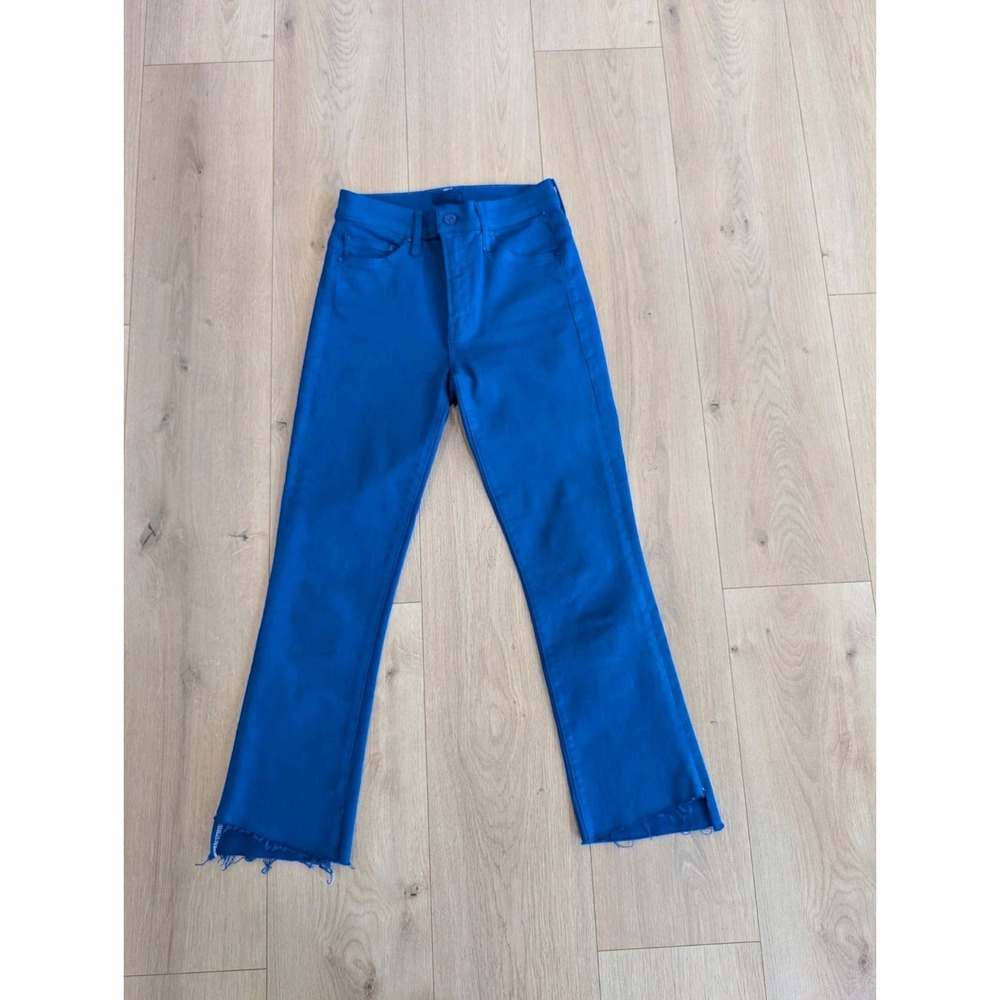 MOTHER The Insider Crop Step Fray Never a Dull Moment Blue Waxed Jean Size 25